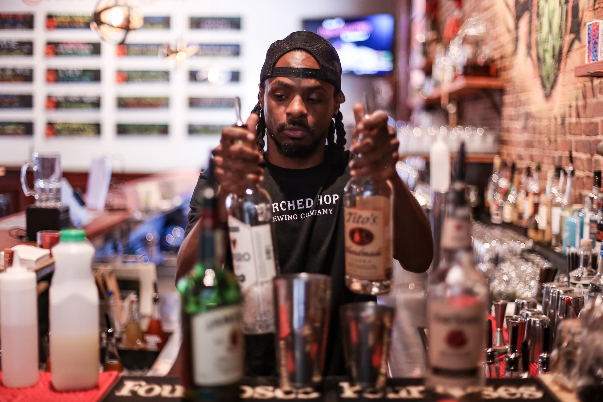 John bartending at an event